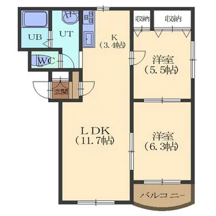 【管理物件】ピュアライフ虹【302号室】の間取り