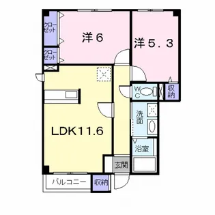 ベルクール石川 2号館【1階】の間取り