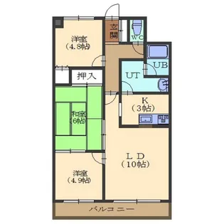 レヂオンス湯の川【203号室】の間取り