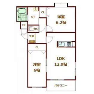 プレセランス桔梗【202号室】の間取り