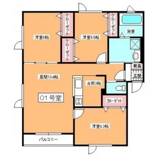 アンソレイユ【201号室】の間取り