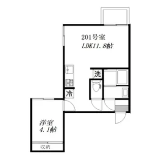 カトルフィーユ【201号室】の間取り