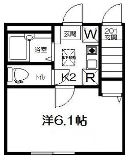 用賀フローリス【101号室】の間取り