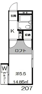 フェリオ高円寺北【207号室】の間取り