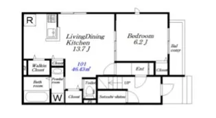 ヴィラ ヴァンシス【101号室】の間取り
