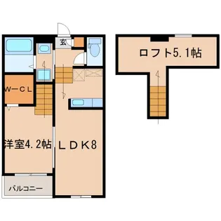 エミリア川内02【2階】の間取り