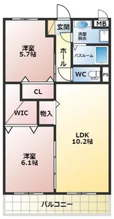 CORPOROUSみやこ【107号室】の間取り