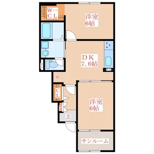 鹿児島県姶良市鍋倉【アパート】の間取り