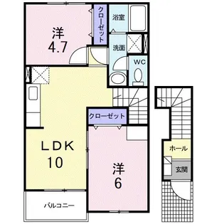 鹿児島県姶良市西餅田【アパート】の間取り