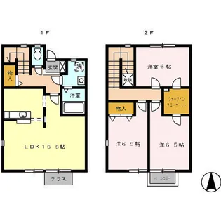鹿児島県薩摩川内市中郷町【テラスハウス】の間取り