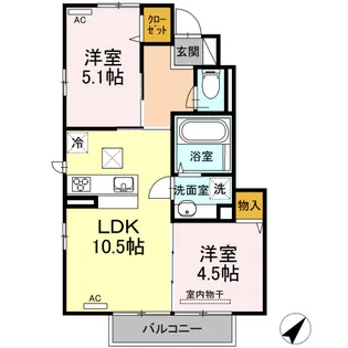 ジェンティーレ・ジン平佐【1階】の間取り