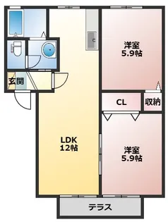 ラ・フォーレ司【102号室】の間取り