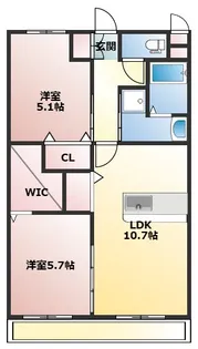 レリアテラス川内南【3階】の間取り