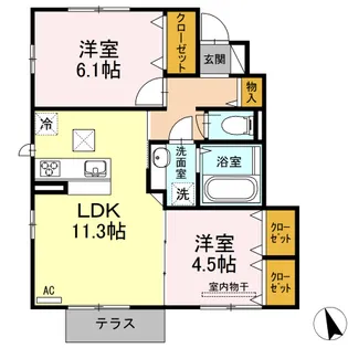 ガーディアン五万石町【1階】の間取り