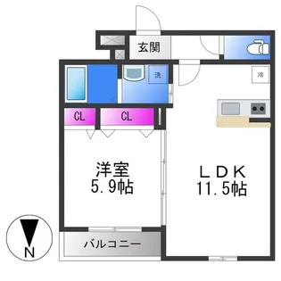 フジパレス教興寺三丁目【1階】の間取り
