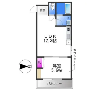 駅前つばきハイツ【1階】の間取り