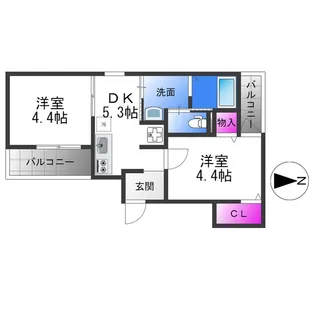 グロースコート恵我之荘【1階】の間取り