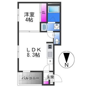 ハーモニーテラス勝山北【1階】の間取り
