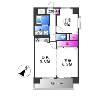 ラ・フォーレ久宝園【7階】の間取り