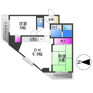 2LDKの間取り画像