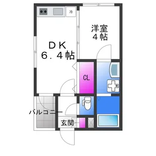 1DKの間取り画像