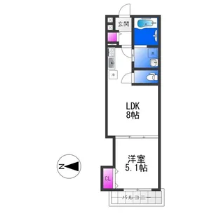 クリエオーレ瓜破東【1階】の間取り