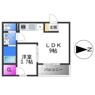 1LDKの間取り画像