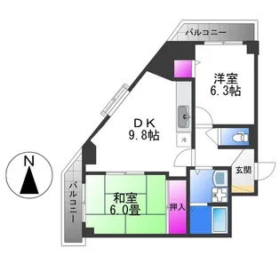 2LDKの間取り画像