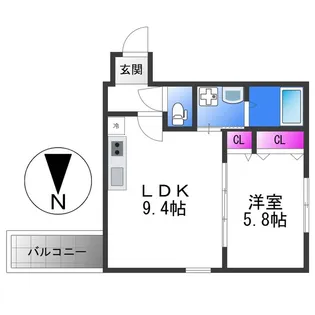 フジパレス瓜生堂Ⅴ【1階】の間取り