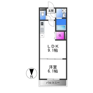 フジパレス駒林【1階】の間取り