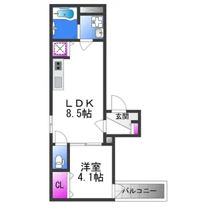GRANDIR瓢箪山【1階】の間取り