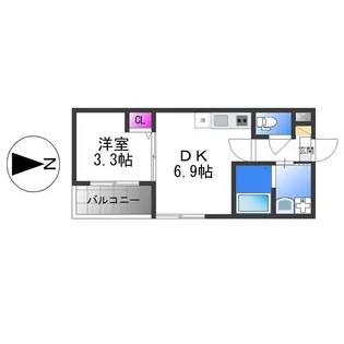 グランディオ鶴橋【1階】の間取り