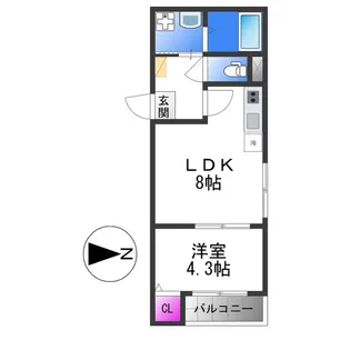 グランディオ鶴橋【2階】の間取り