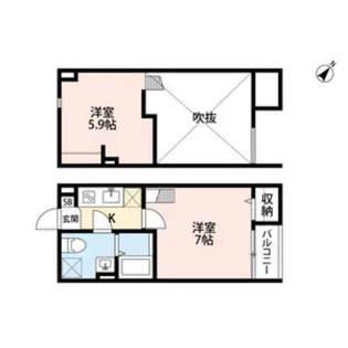 オー・ルージュ加美【1階】の間取り