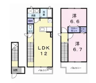 2LDKの間取り画像