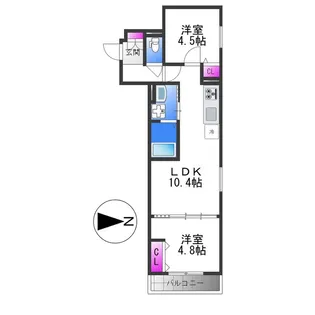 2LDKの間取り画像