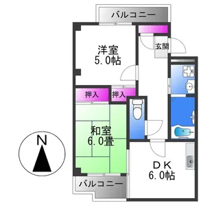 リバーヒル八尾【2階】の間取り