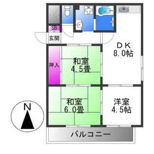 プレアール南亀井Ⅱ【3階】の間取り