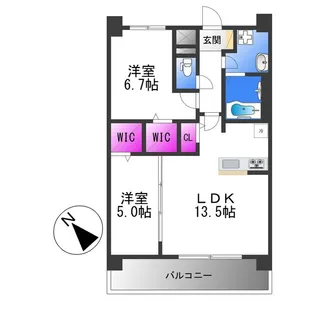 ディエスベアティ久宝寺口【8階】の間取り