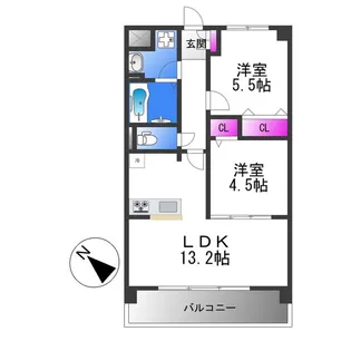 ディエスベアティ久宝寺口【2階】の間取り