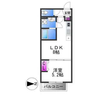 仮称)東大阪市御厨南共同住宅【2階】の間取り