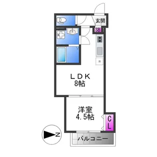 仮称)東大阪市御厨南共同住宅【2階】の間取り