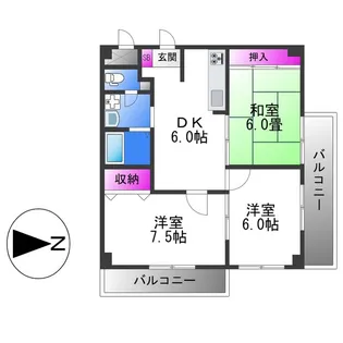カーサ山野【4階】の間取り