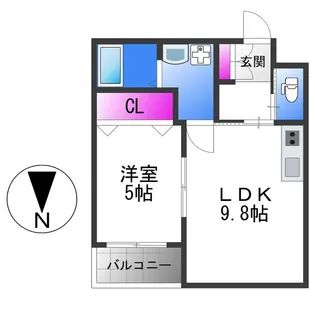 セレニティ法善寺【1階】の間取り