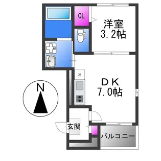 1DKの間取り画像