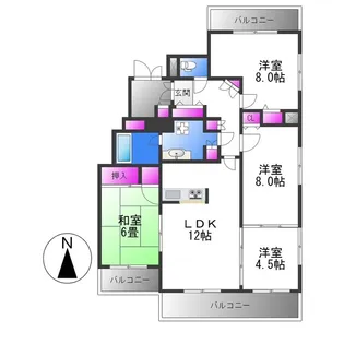 ディアコート平野【7階】の間取り