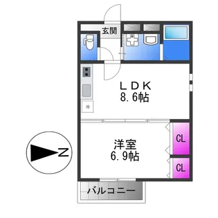 フジパレス俊徳道Ⅲ番館【3階】の間取り