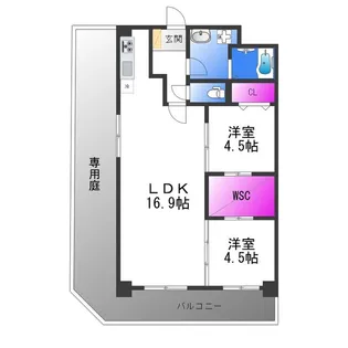 グランドール南平野【1階】の間取り