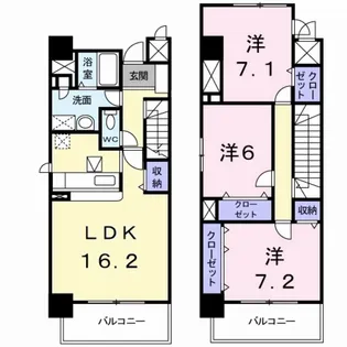 メルヴェイユ−山本【5階】の間取り