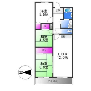 メビウス平野東レジデンス【4階】の間取り